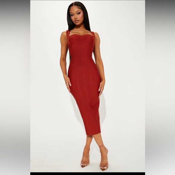 Bandage midi dress in rust - Picture 3 of 5